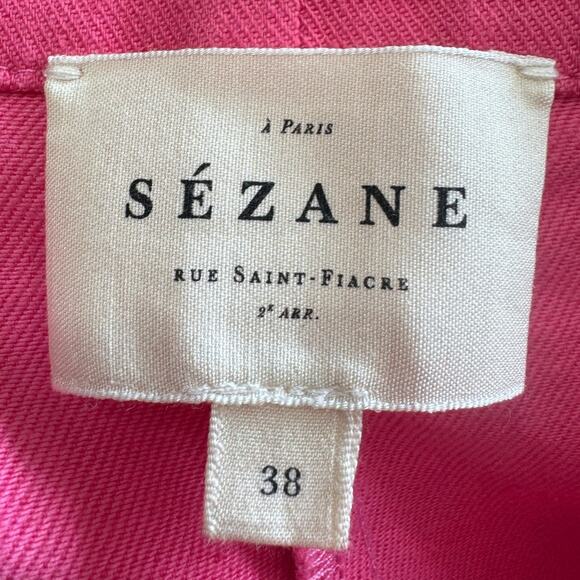 Sezane Arthuro Trousers Paper Bag Pants High Waisted Bright Pink Size 38 Medium - Picture 10 of 14